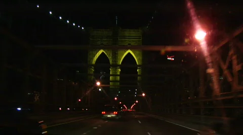 Brooklyn Bridge Light Show 2008 driving2 Stock Footage 157170