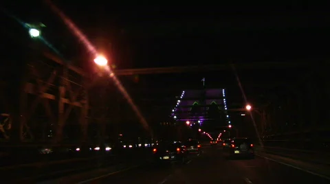 Brooklyn Bridge Light Show 2008 driving3 Video stock 157172