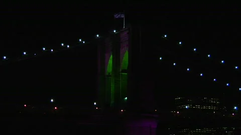 Brooklyn Bridge Light Show 2008-8 Stock Footage 157174