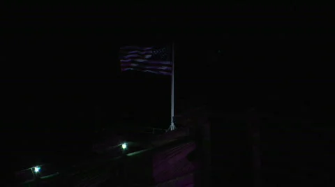 Brooklyn Bridge Light Show 2008-9 flag Stock Footage 157176