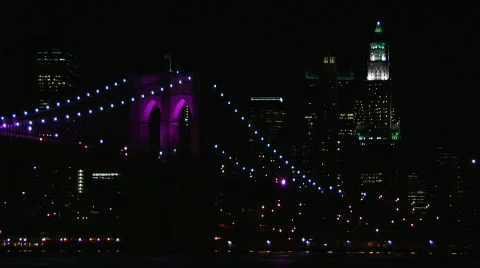 Brooklyn Bridge Light Show 2008-11 Stock Footage 157184