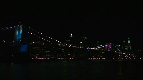 Brooklyn Bridge Light Show 2008-12 Stock Footage 157188