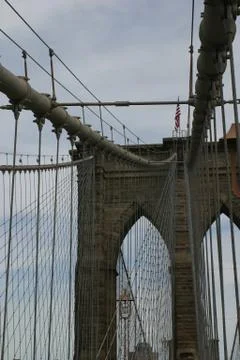 Brooklyn Bridge Looking Up 2 Foto stock