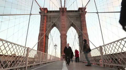 Brooklyn Bridge Low Angle Stock Footage 9971358