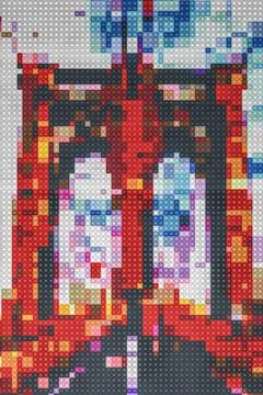 Brooklyn bridge made with plastic bricks Stock Illustration