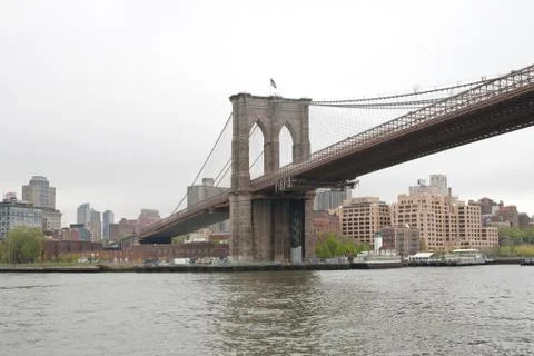 Brooklyn Bridge main structure, New York City Stock Photos