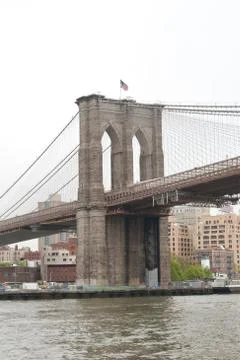 Brooklyn Bridge main structure, New York City Stock Photos