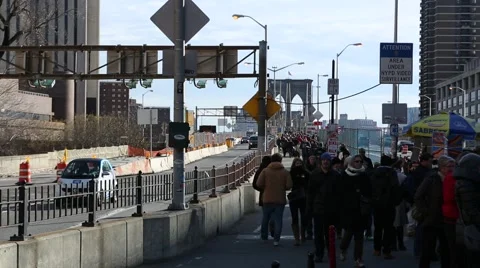 Brooklyn Bridge from Manhattan Stock Footage 45700161
