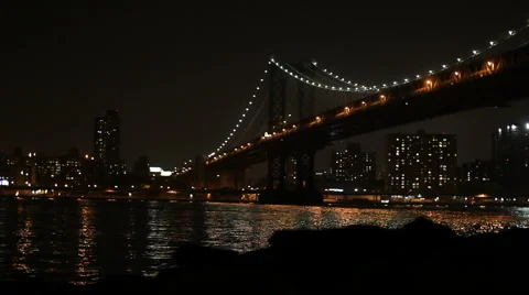 Brooklyn Bridge at Night 3 Stock-Footage 2974996