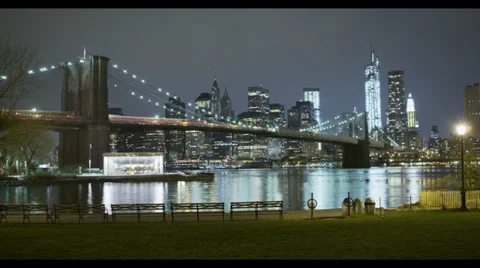 Brooklyn Bridge at night Video stock 36874855