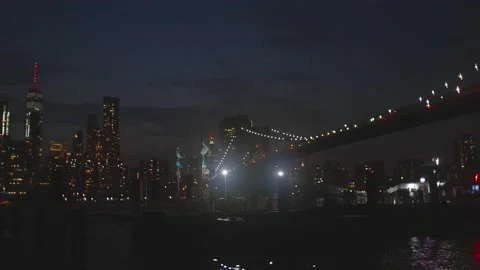 Brooklyn Bridge at Night Stock Footage 130485089