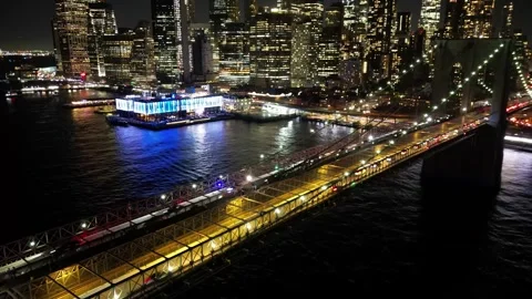 Brooklyn Bridge Night Timelapse 4K Stock Footage 253304621