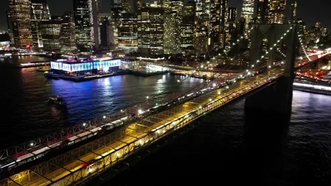 Brooklyn Bridge Night Timelapse 4K Video stock 253304623