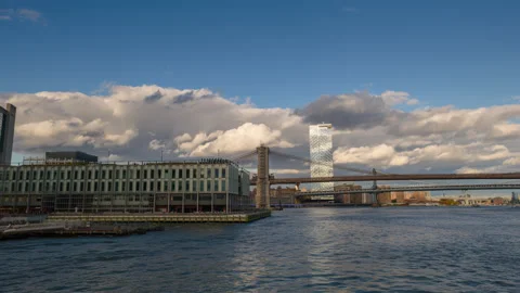 Brooklyn Bridge NYC Ferry Stock Footage 164813643