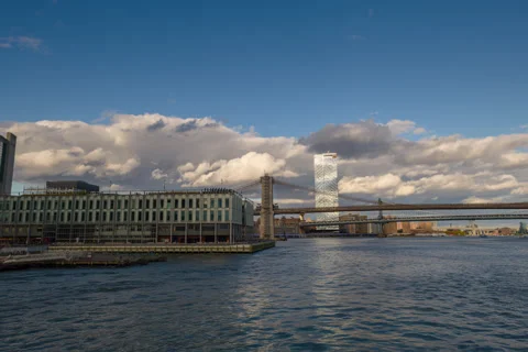 Brooklyn Bridge NYC Ferry Stock Footage 164813696
