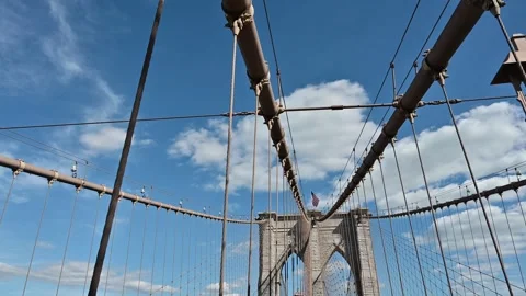 The Brooklyn Bridge is one of the most iconic architectural works of art in.. Stock Footage 310657061