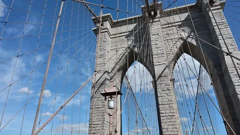 The Brooklyn Bridge is one of the most iconic architectural works of art in.. Stock Footage 310657069