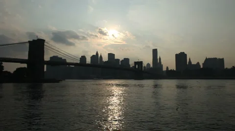 Brooklyn Bridge Overcast Stock Footage 2975044