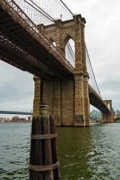Brooklyn Bridge in Overcast Stock Photos