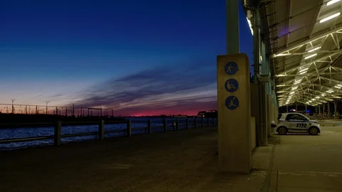 Brooklyn Bridge Park at Dusk Stock Footage 86183963