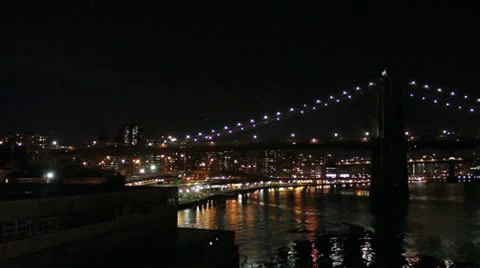 Brooklyn Bridge from Pier 17 Stock Footage