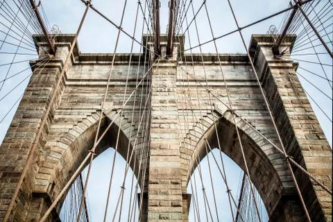 Brooklyn Bridge pylon structure Stock Photos
