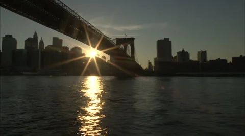Brooklyn Bridge from river Stock-Footage 997307