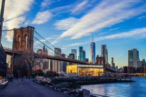 Brooklyn Bridge Riverside 库存照片