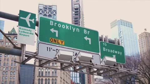 Brooklyn Bridge Road Sign Stock Footage 301648709
