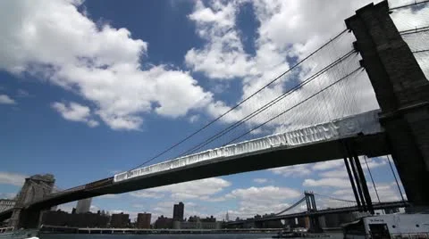 Brooklyn Bridge as seen from Brooklyn WIDE ANGLE Video stock 10892353