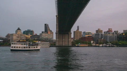 Brooklyn Bridge Sightseeing Ferry Ride Hyperlapse Accelerated Stock Footage 240495915