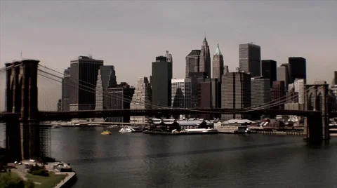 Brooklyn Bridge Silhouette Stock Footage 49223592