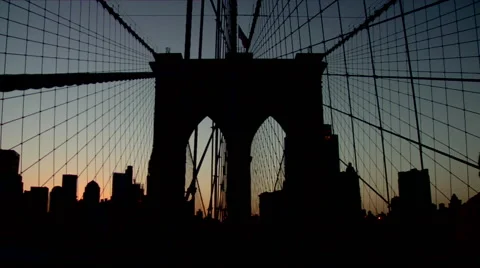Brooklyn Bridge Silhouette Stock Footage 49223593