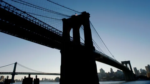 Brooklyn Bridge in Silhouette Stock Footage 86205111