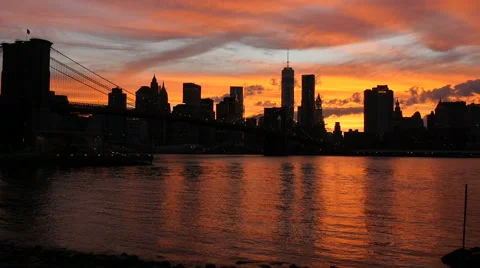 Brooklyn Bridge sunset Stock Footage 65747441