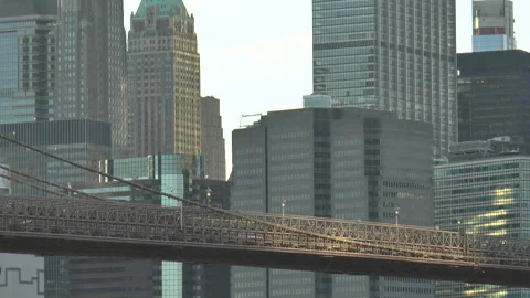 Brooklyn Bridge Sunset Stock Footage 137405950