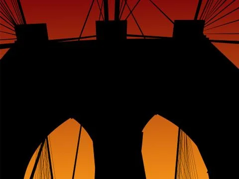 Brooklyn bridge at sunset Stock Illustration