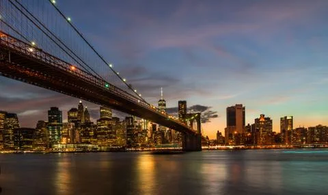 Brooklyn Bridge at sunset Stock Photos