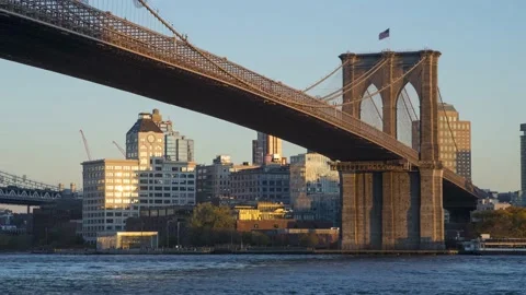 Brooklyn Bridge Sunset Time Lapse Stock Footage 170161719