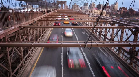 Brooklyn bridge at sunset. Timelapse. Video stock 43305338