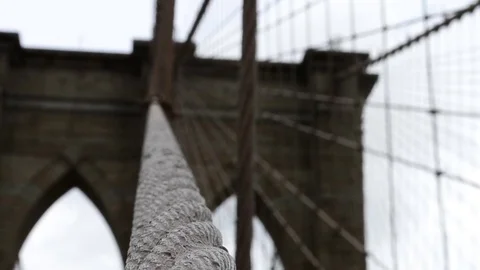 Brooklyn Bridge support wire Stock Footage 79228226