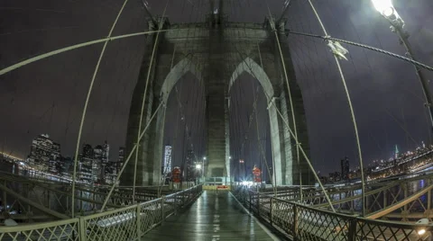 Brooklyn Bridge Suspension Tower, Wide Stock Footage 51613402