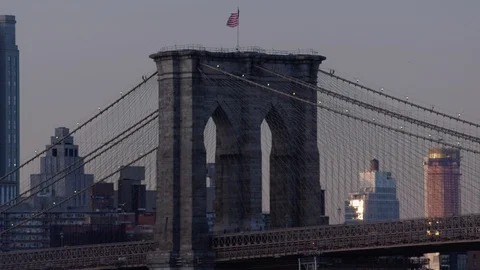 Brooklyn Bridge Tight Stock Footage 86185575