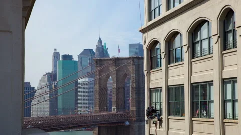 Brooklyn Bridge Time Lapse Stock Footage