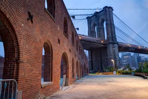 Brooklyn Bridge Tower from Dumbo Stock Photos