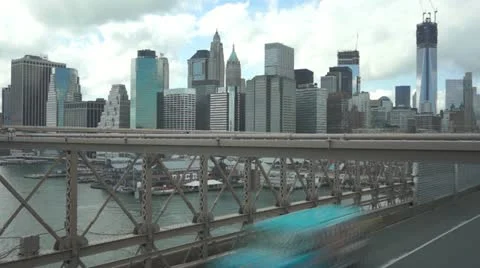 Brooklyn bridge traffic 스톡 동영상 12395315