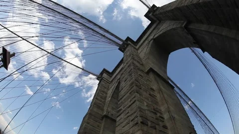 Brooklyn Bridge view from the bottom Stock Footage 243626409