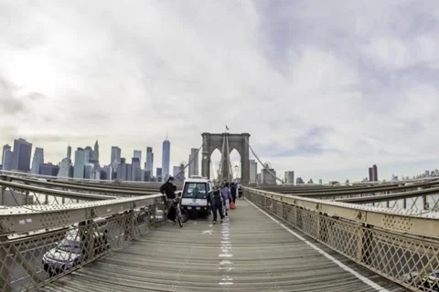 Brooklyn Bridge Walk Hyperlapse Stock Footage 131394366