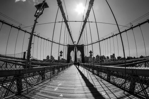 Brooklyn Bridge in white and black Stock Photos