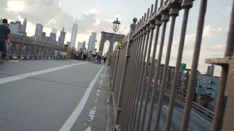 Brooklyn Bridge - wide angle - New York City Stock Footage 68054714